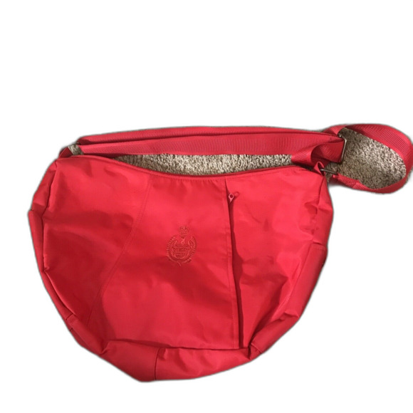 Vintage 1980s Liz Claiborne Purse Nylon Red Bag Crossbody Mid to Large FLAWS - Picture 2 of 12